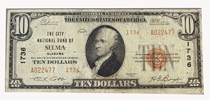 City National Bank of Selma $10.00 note