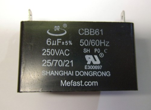 CBB61 6uF 250 VAC Capacitor