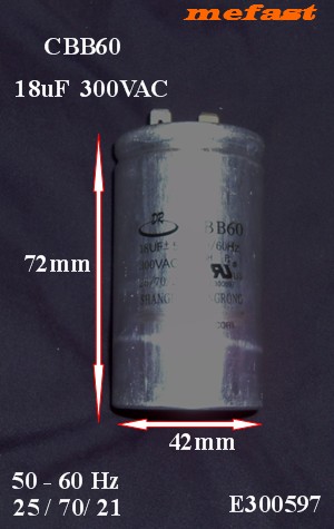 CBB60 18uF 300VAC Capacitor